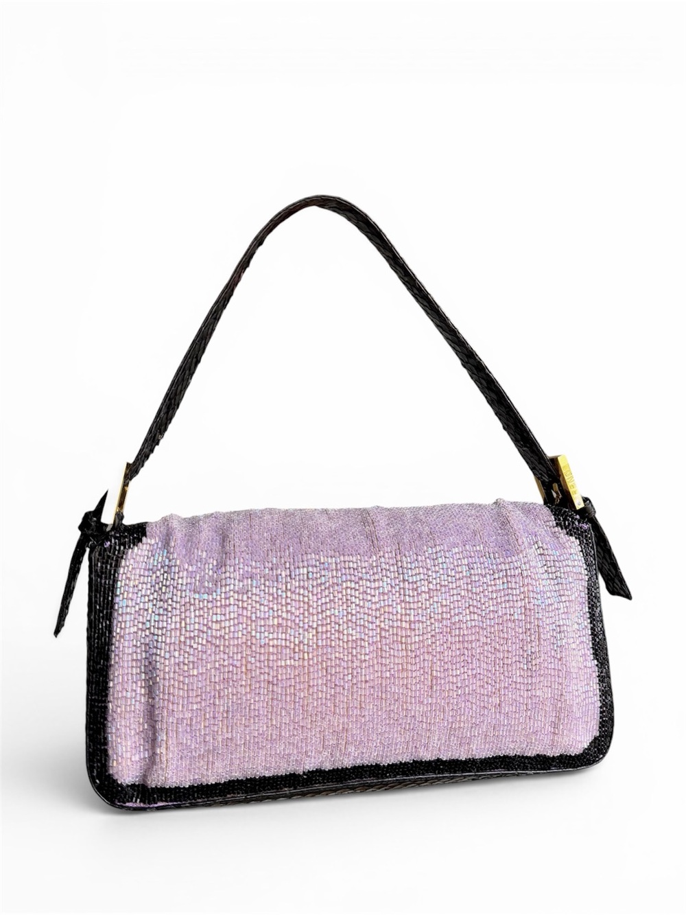 Vintage Fendi Iridescent Lilac Beaded Python Baguette - Picture 3 of 10